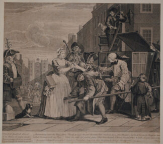 William Hogarth ‘A Rake’s Progress’ Original 1st Engraving Print 1735 ‘The Arrest’