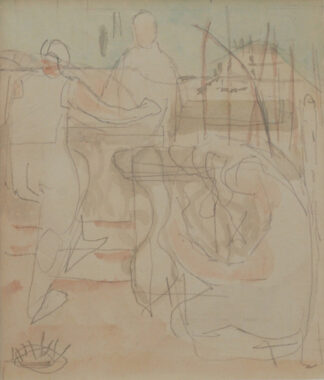 ‘Italian Vineyard’ c1950s by Ann Newland (1913-97) pencil and watercolour