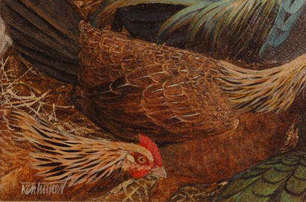 Ken Turner (1937-) Chickens and fowl feeding - acrylic on board - Image 5