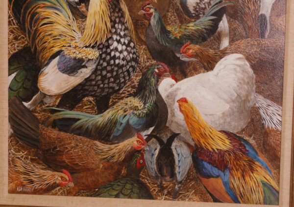 Ken Turner (1937-) Chickens and fowl feeding - acrylic on board - Image 4