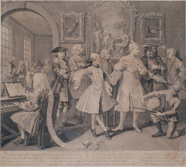 William Hogarth A RAKE'S PROGRESS Original 1st State Engraving Print 1735 The Levée