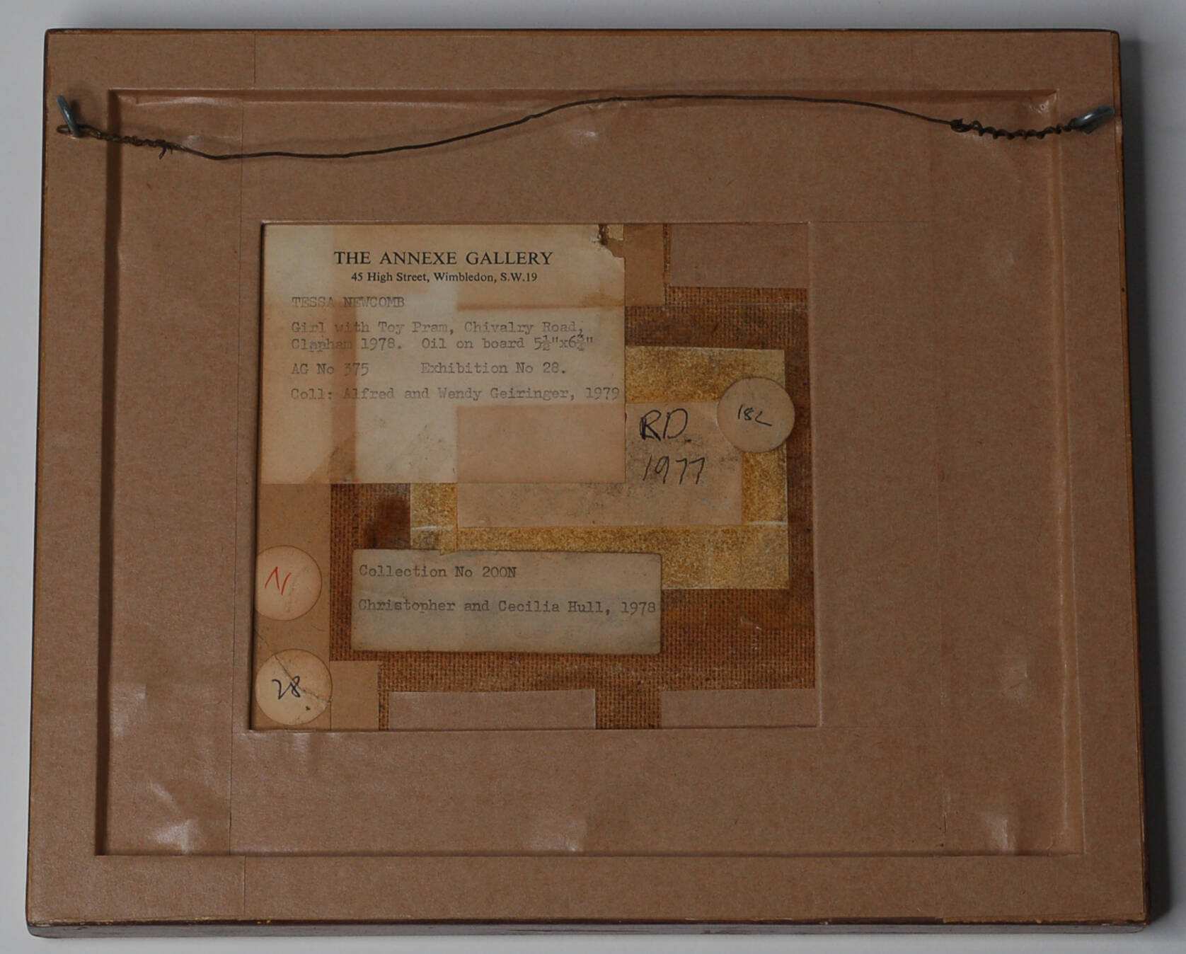 Tessa Newcomb 1955- Girl with Toy Pram, Chivalry Road, Battersea 1977 - Oil on board - Image 4