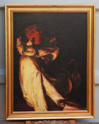 Paul Hoecker (Höcker) (1854-1910) Pierrot with Mandolin – oil on canvas