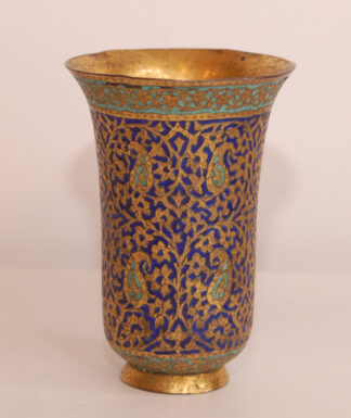 Enamelled Indo-Persian Kashmiri Gilt Copper Beaker 19th Century